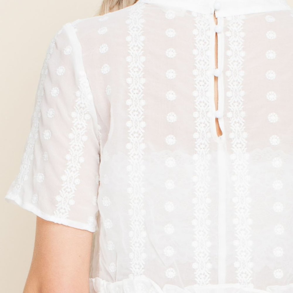 Romantic Babydoll Sheer Blouse. - Picture 5 of 5